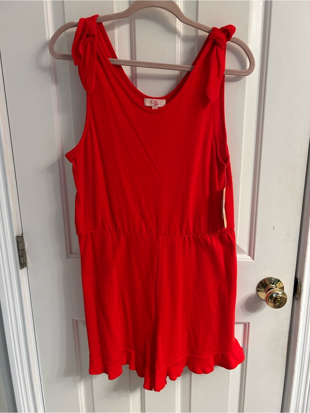 NWT-GB Girls Red Knotted Shoulder Romper